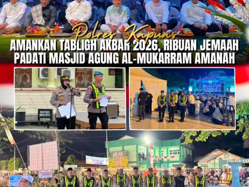 Polres Kapuas Amankan Tabligh Akbar, Ribuan Jamaah Padati Masjid Agung Al-Mukararam Amanah