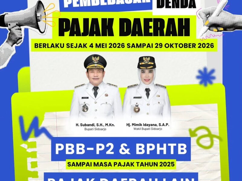 Kabar Gembira! Pemkab Sidoarjo Bebaskan Denda Pajak Daerah Mulai Mei hingga Oktober 2026 – Detiktoday.com