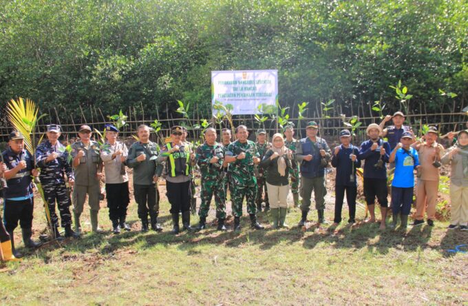 Kodim 0806/Trenggalek dan Pemkab, Tanam 1.500 Mangrove di Watulimo Untuk Gegah Abrasi
