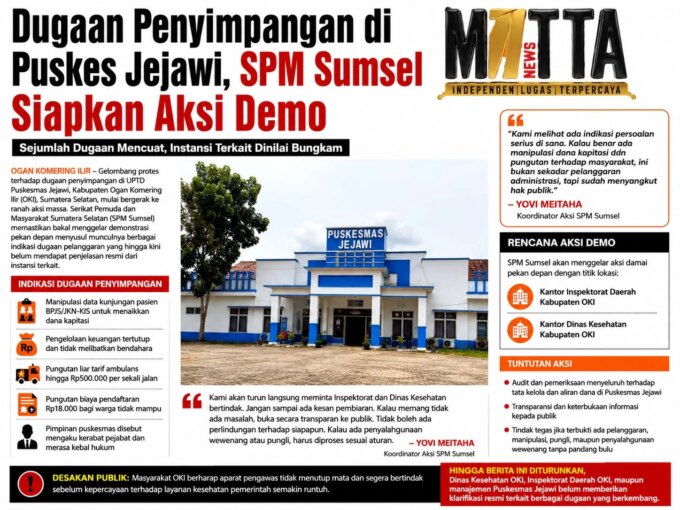 Dugaan Penyimpangan di Puskes Jejawi, SPM Sumsel Siapkan Aksi Demo – Detiktoday.com