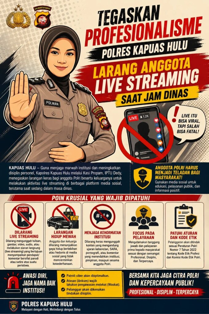 Jaga Wibawa Korps, Polres Kapuas Hulu Resmi Haramkan Live Streaming Anggota Saat Jam Dinas – Detiktoday.com