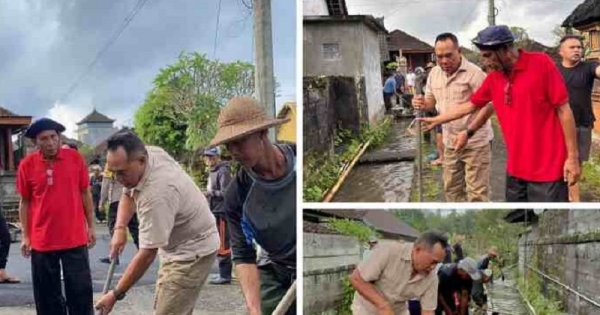 Adi Wiryatama Turun Langsung Bersama Warga Bersihkan Selokan di Banjar Dinas Lebah