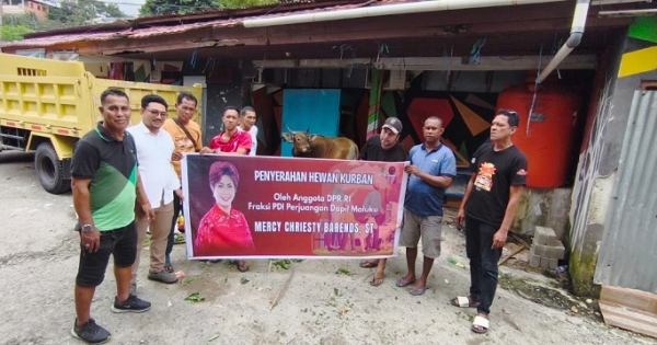Mercy Barends Salurkan Sapi Kurban Kepada Pemuda Kompleks Tanjung Batu Merah Ambon