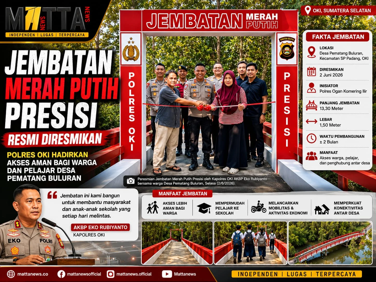 Jembatan Merah Putih Presisi Polres OKI Diresmikan – Detiktoday.com
