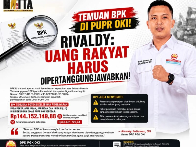 Temuan BPK Soroti Lemahnya Pengawasan Proyek Infrastruktur Dinas PUPR OKI – Detiktoday.com