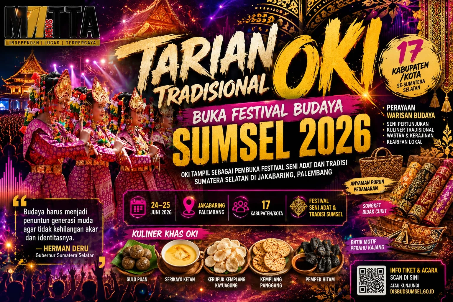 Tarian Tradisional OKI Buka Festival Budaya Sumsel, Perkenalkan Kekayaan Warisan Daerah – Detiktoday.com