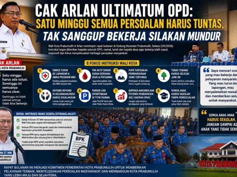 Cak Arlan Tunjukan Ketegasan Pada OPD Dalam Rapat Bulanan Pemkot Prabumulih – Detiktoday.com