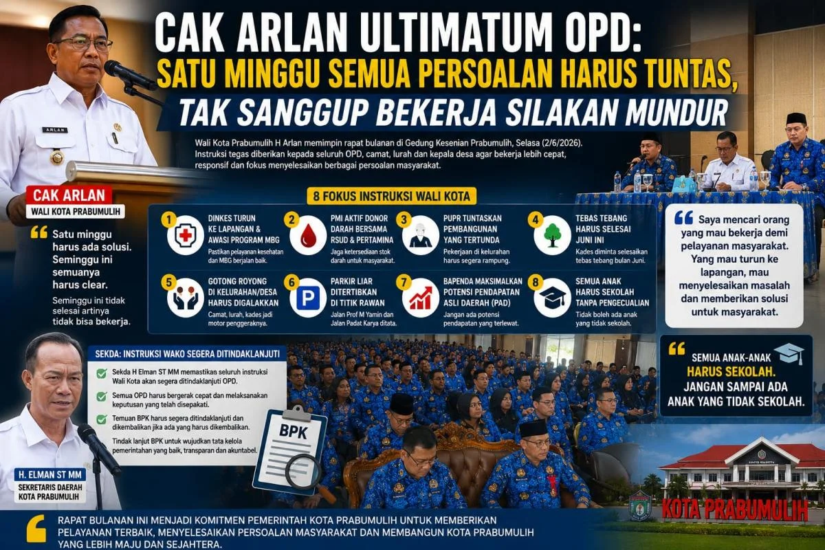 Cak Arlan Tunjukan Ketegasan Pada OPD Dalam Rapat Bulanan Pemkot Prabumulih – Detiktoday.com