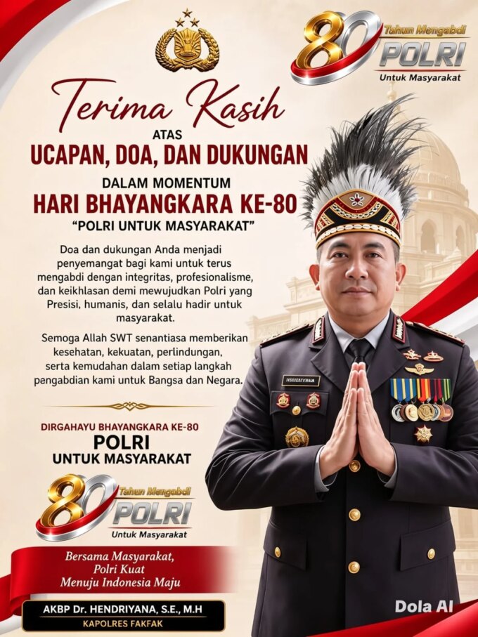 Penuh Haru, Kapolres Fakfak Ucapkan Terima Kasih Atas Doa dan Dukungan Masyarakat di Hari Bhayangkara ke-80 – Detiktoday.com