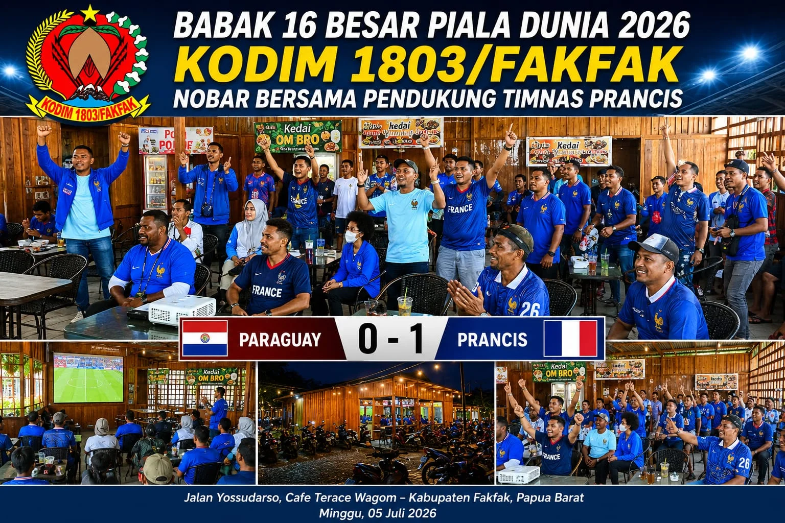 Kodim 1803/Fakfak dan Pendukung Prancis Kompak Nobar Babak 16 Besar Piala Dunia 2026 – Detiktoday.com