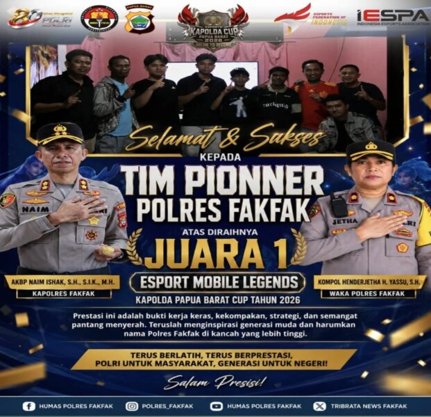 Taklukan TGS Reborn 3-0, Pioneer Polres Fakfak Juara Esport Mobile Legends Kapolda Cup Siap Berlaga di Kapolri Cup – Detiktoday.com