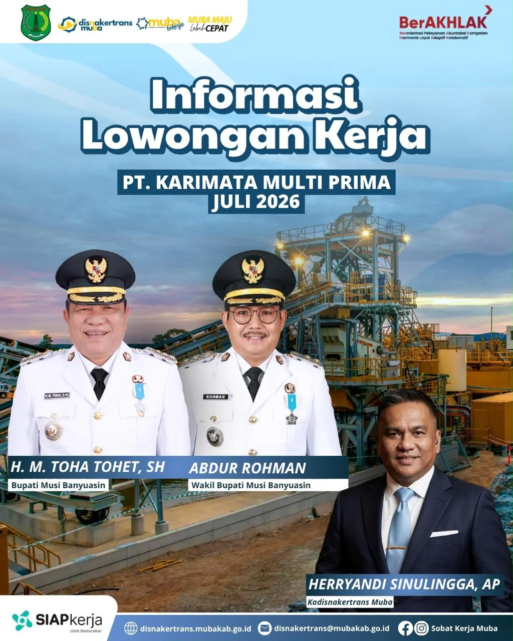 Pemkab Muba Gandeng PT Karimata Multi Prima Rekrut Helper Maintenance – Detiktoday.com
