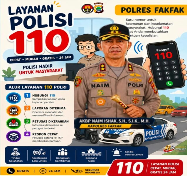 Kapolres Fakfak Imbau Warga Manfaatkan Layanan 110, Laporan Gratis 24 Jam Cepat Diproses – Detiktoday.com