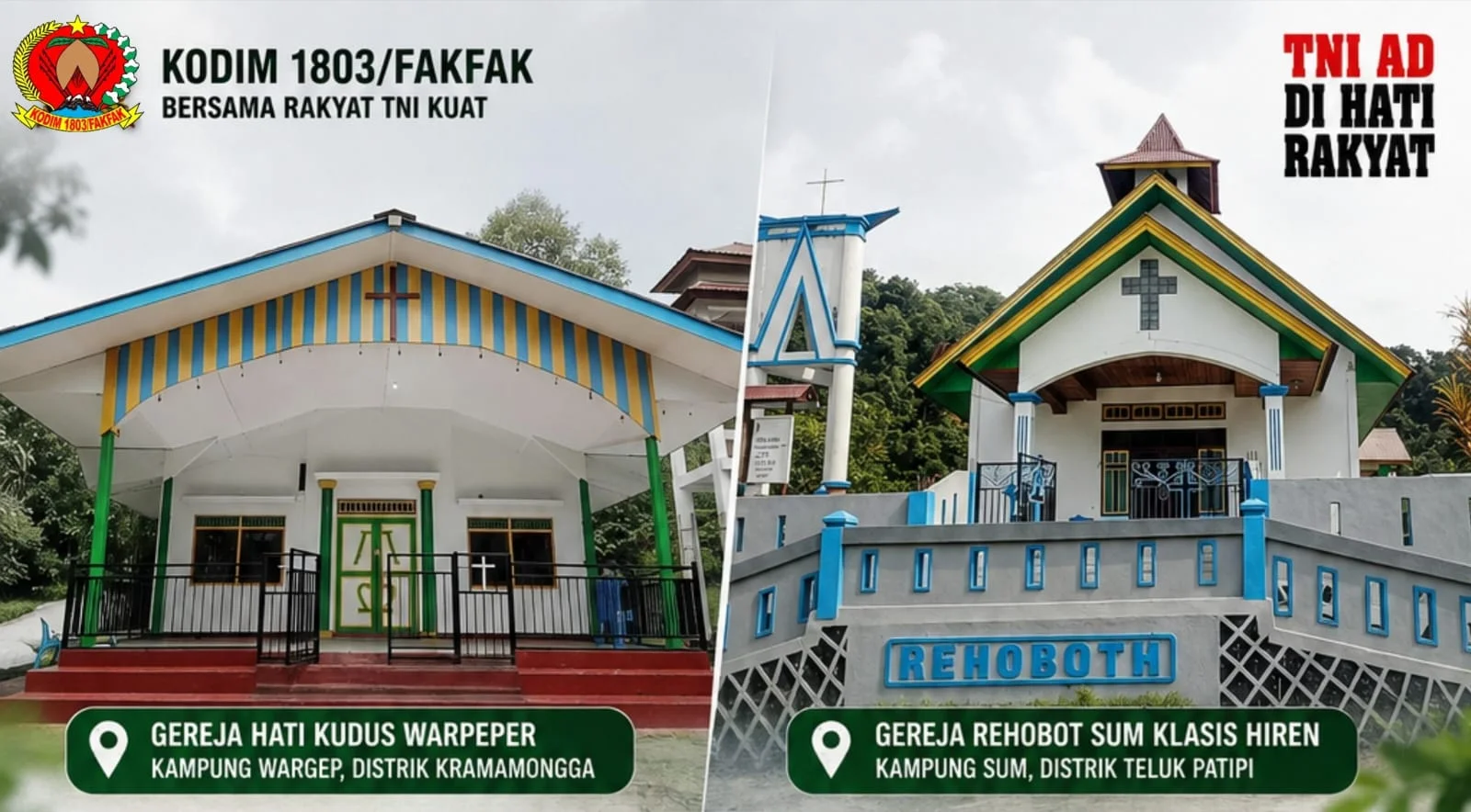 Dukung Sarana Ibadah, Kodim 1803/Fakfak Selesaikan Rehabilitasi 2 Gereja di Kramomongga dan Teluk Patipi – Detiktoday.com