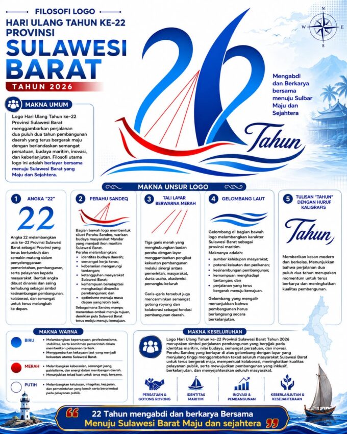 Logo HUT ke-22 Sulbar Resmi Dirilis, Sandeq Jadi Simbol Maritim dan Ketangguhan – Detiktoday.com