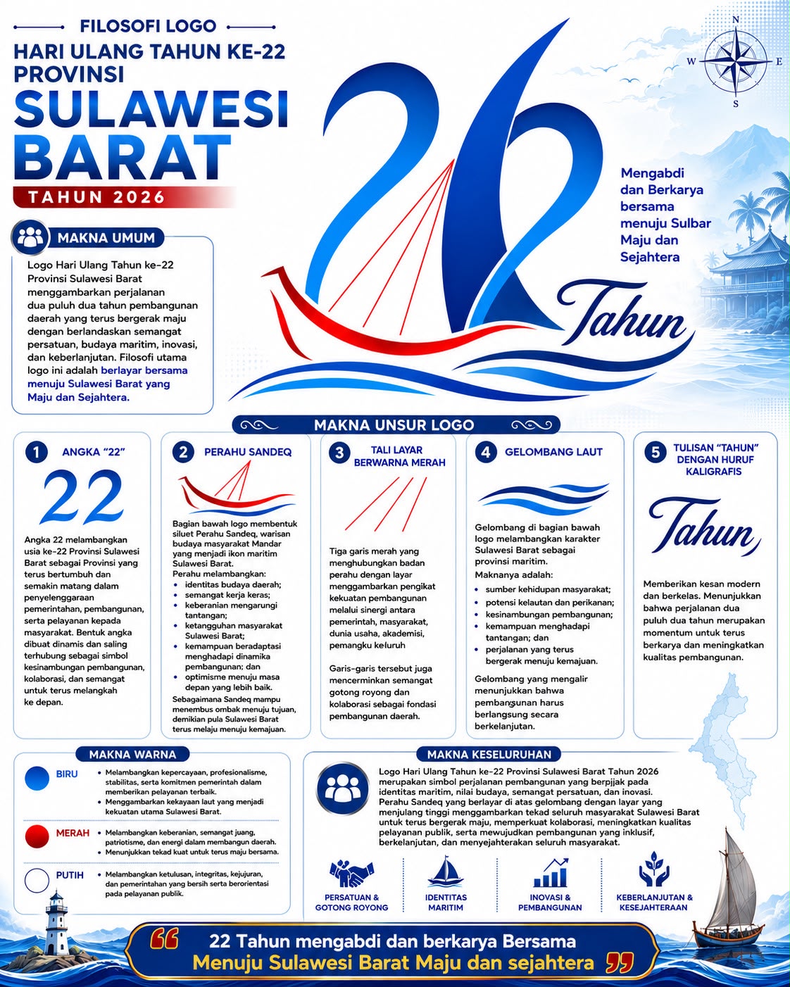 Logo HUT ke-22 Sulbar Resmi Dirilis, Sandeq Jadi Simbol Maritim dan Ketangguhan – Detiktoday.com