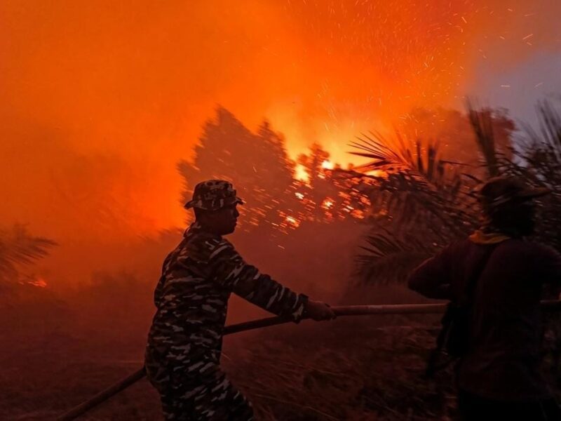 TANGGAP DARURAT KARHUTLA, TNI AL BERSAMA TIM GABUNGAN PADAMKAN KEBAKARAN LAHAN DI JAMBI