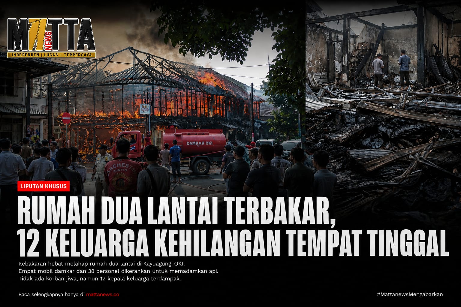 Empat Mobil Damkar Berjibaku Padamkan Api, Rumah 12 Keluarga di Kayuagung Terbakar – Detiktoday.com