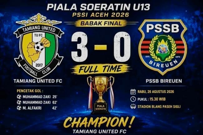 Tamiang United FC Juarai Piala Soeratin U-14 PSSI Aceh 2026 – Detiktoday.com