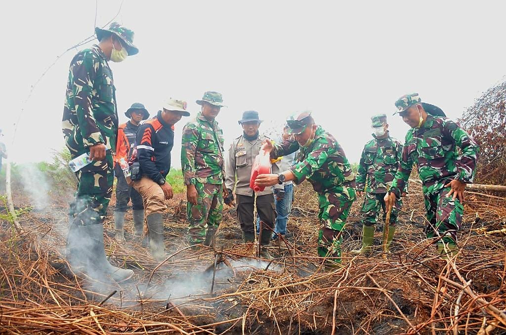 TNI Menembus Gambut, Sisa Api Karhutla Kembali Dipadamkan