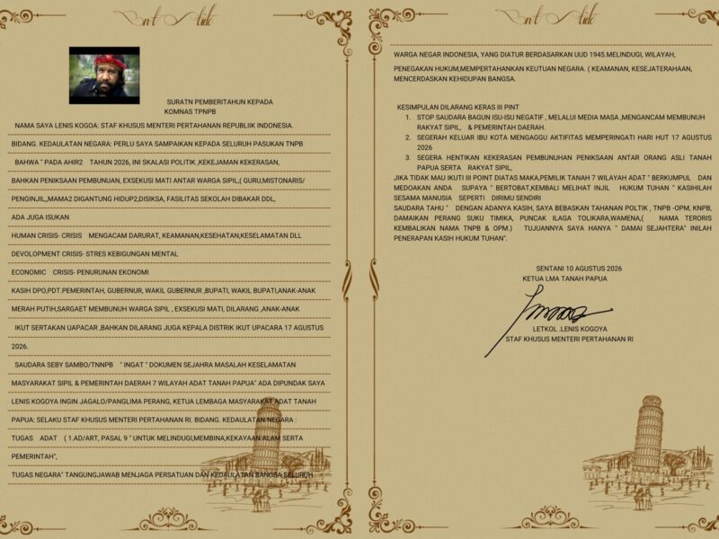 Sampaikan Ultimatum, Stafsus Menhan Lenis Kogoya Minta TPNPB-OPM Hentikan Kekerasan dan Tinggalkan Wamena
