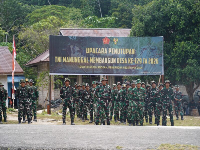 Penutupan TMMD Ke-129 TA 2026 di Kampung Sesor Resmi Ditutup Danrem 181/PVT