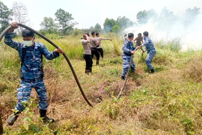 Komandan Lanud Sjamsudin Noor Pimpin Langsung Pemadaman Kebakaran Hutan dan Lahan di Kalimantan Selatan