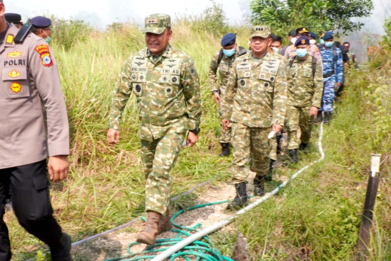 Komandan Lanud Sjamsudin Noor Dampingi Pangkodau II Tinjau Langsung Penanggulangan Karhutla di Kalimantan Selatan