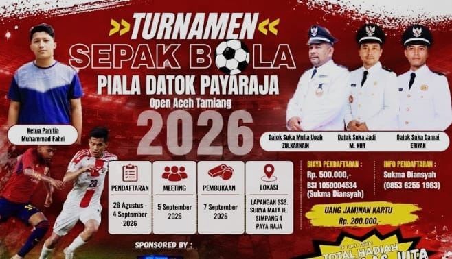 Turnamen Sepak Bola Piala Datok Payaraja Open Aceh Tamiang Segera Bergulir, Total Hadiah Rp15 Juta – Detiktoday.com