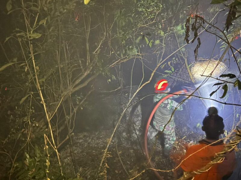 Api Mengganas, Personel Lanud H.AS Hanandjoeddin Jajaran Kodau I, Padamkan Karhutla hingga Dini Hari